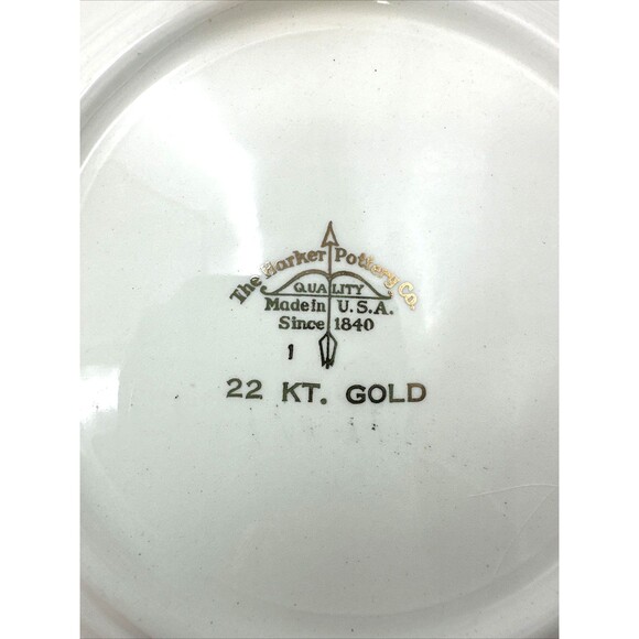Harker Pottery Co 22kt Gold/Green Antique Cars Dessert Set 3 Pieces SEE DESCRIPT - Picture 10 of 10